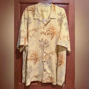 Men’s Vtg Tommy Bahama Silk Yellow Floral Short Sleeve Button Shirt Size XXL